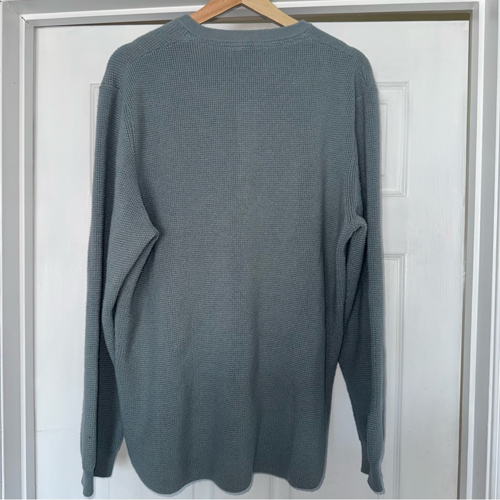 Marine Layer Teal Henley Sweater XXL Re-Spun Organic Cotton Knit Raglan Button - Picture 9 of 9